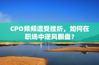 CPO频频遭受挫折，如何在职场中逆风翻盘？