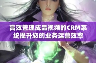 高效管理成品视频的CRM系统提升您的业务运营效率