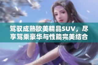 驾驭成熟欧美精品SUV，尽享驾乘豪华与性能完美结合