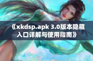 《xkdsp.apk 3.0版本隐藏入口详解与使用指南》