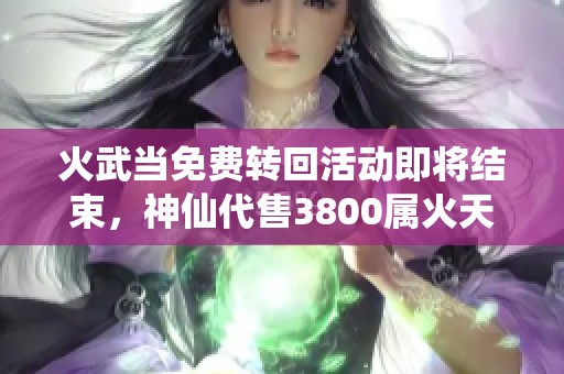 火武当免费转回活动即将结束，神仙代售3800属火天龙快来参与